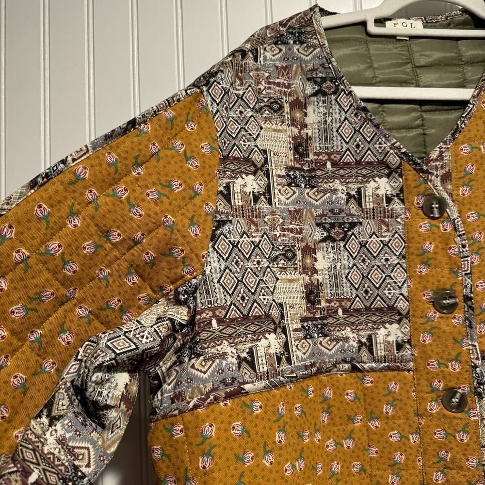 POL Quilted Patchwork Jacket Oversized Floral Size M/L - Picture 4 of 7